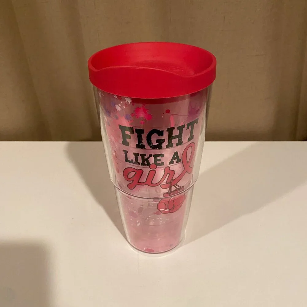 Tervis 24 oz Tumbler “Fight Like‎ a Girl” Pink Breast Cancer Mug